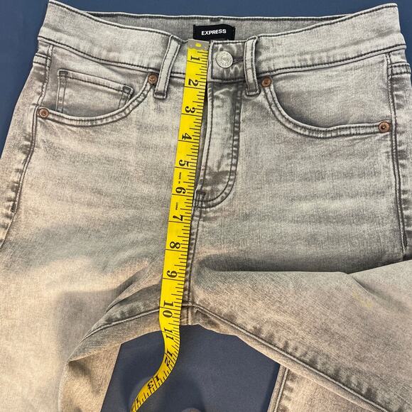 Express Gray Skinny Mid Rise Jeans Size 4R - Picture 7 of 11
